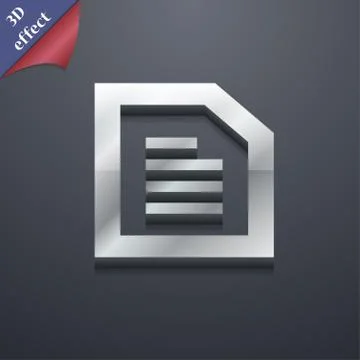 Text File document  icon symbol. 3D style. Trendy, modern design with space f Stock Illustration