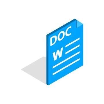Text file format DOC icon, isometric 3d style Stock Illustration