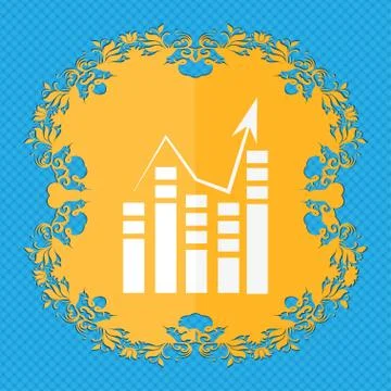 Text file icon. Add document with chart sign. Accounting symbol. Floral flat des Illustrazione stock