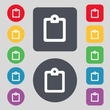 Text file icon sign. A set of 12 colored buttons. Flat design. Vector Stock Illustration