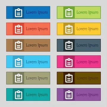 Text file  icon sign. Set of twelve rectangular, colorful, beautiful, high-qu Illustrazione stock