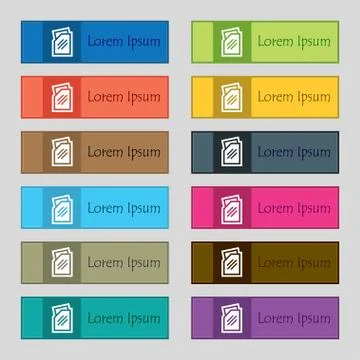 Text file icon sign. Set of twelve rectangular, colorful, beautiful, high-qua Stock Illustration
