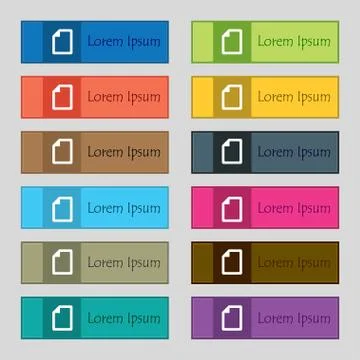 Text file icon sign. Set of twelve rectangular, colorful, beautiful, high-qualit Illustrazione stock