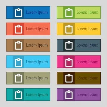 Text file icon sign. Set of twelve rectangular, colorful, beautiful, high-qualit Illustrazione stock