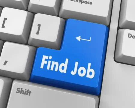 Text find job button 3d render 库存插图