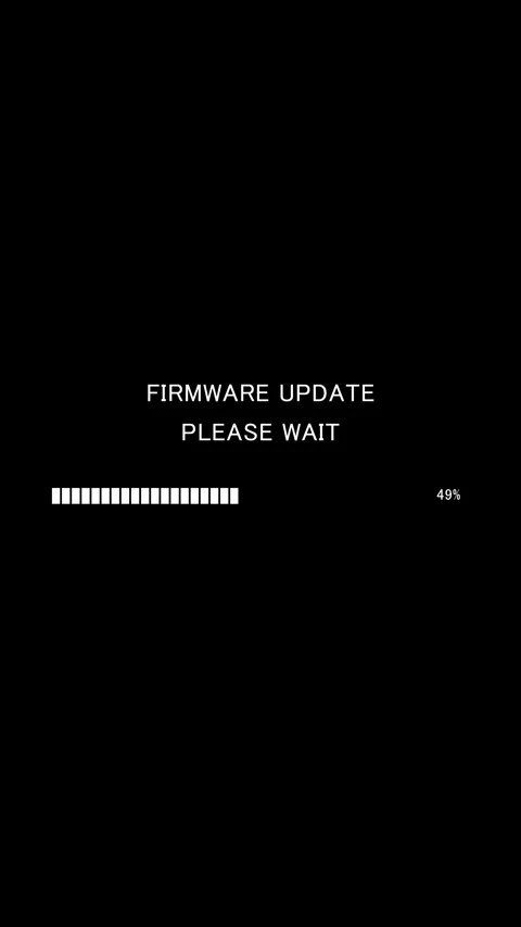 Text Firmware Update Please Wait with progress bar on black background Stock Footage 337936733