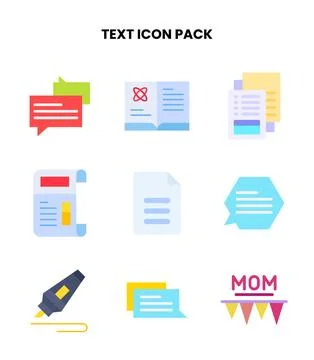 Text Flat Graphics Icons Pack Stock Illustration