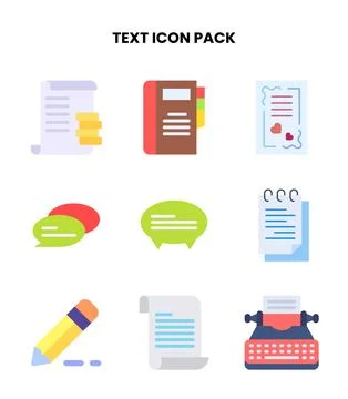 Text Flat Icons Pack Stock Illustration