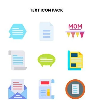 Text Flat Icons Pack Stock Illustration