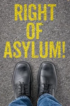 Text on the floor - Right of Asylum 스톡 사진