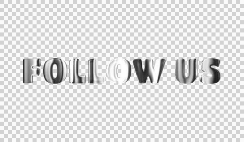 Text FOLLOW US silver 3D digital technology Stock Illustration