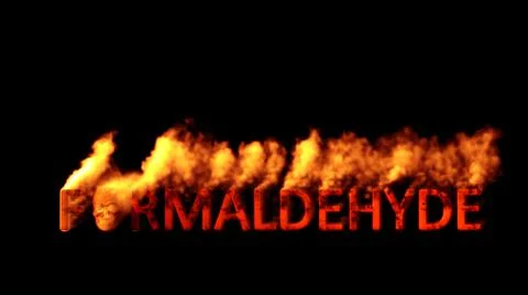 Text formaldehyde with human skull burning on black bg Stock Illustration