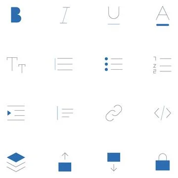 Text Formatting and Interface Icons Stock Illustration