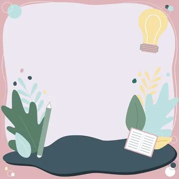 Text Frame Surrounded With Assorted Flowers Hearts And Leaves. Framework For 스톡 일러스트