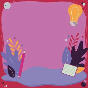 Text Frame Surrounded With Assorted Flowers Hearts And Leaves. Framework For Stock Illustration