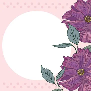 Text Frame Surrounded With Assorted Flowers Hearts And Leaves. Framework For Stock Illustration