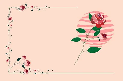 Text Frame Surrounded With Assorted Flowers Hearts And Leaves. Framework For Stock Illustration