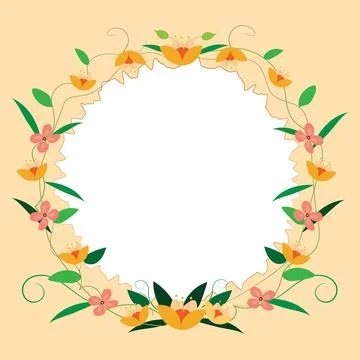 Text Frame Surrounded With Assorted Flowers Hearts And Leaves. Framework For 스톡 일러스트