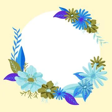 Text Frame Surrounded With Assorted Flowers Hearts And Leaves. Framework For 스톡 일러스트