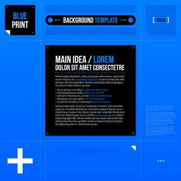 Text frame template in blueprint style. EPS10 Stock Illustration