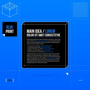 Text frame template in blueprint style. EPS10 Stock Illustration