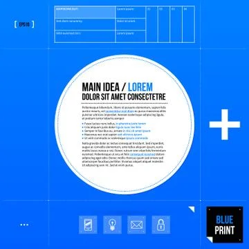Text frame template in blueprint style. EPS10 Stock Illustration