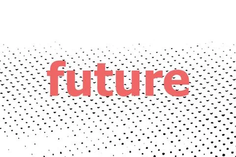 Text Future. Time concept . Halftone dots. Black dots on white background. Stock Illustration