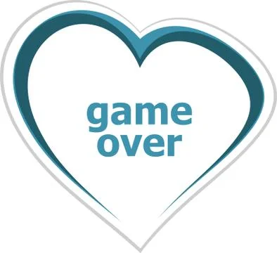 Text Game over. Web design concept . Love heart icon button for web services  Ilustração Stock