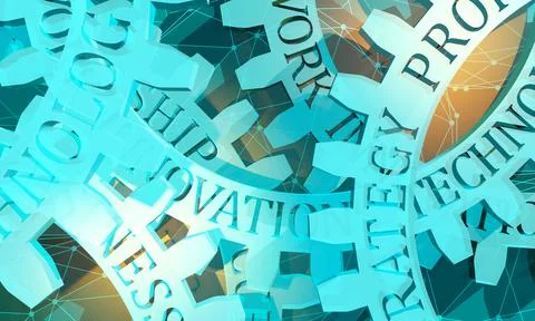 Text on the gears. Stock Illustration