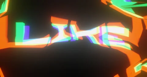 "LIKE" Text Glitch Effect Animation Stock Footage 255387698