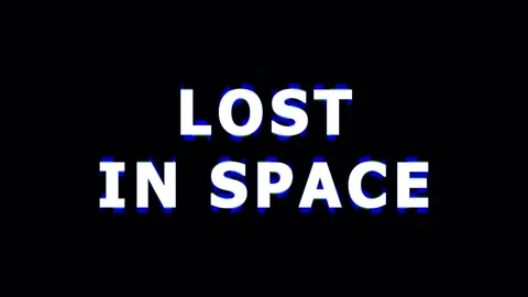 Text glitch effect with 'Lost in Space' repeating in digital distortion on .. Video stock 344032352