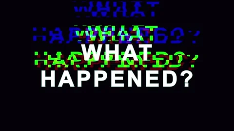Text glitch effect with repeating question against black background for con.. Stock Footage 344032367