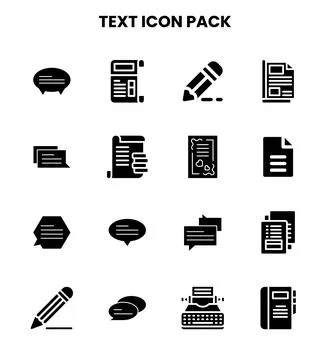 Text Glyph Design Icons Pack Stock Illustration