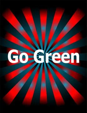 Text Go Green on digital screen, business concept . Motion rays on abstract b Stock Illustration