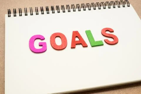 Text GOALS wording on notebook Stock Photos