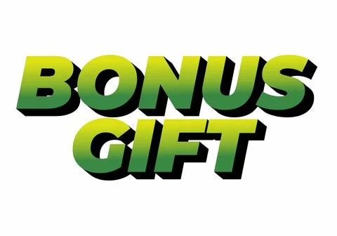 Text graphic featuring the words BONUS GIFT in bold, green gradient letters.. Stockillustratie