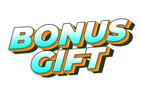 Text graphic featuring the words BONUS GIFT in a bold, colorful font with a.. Stock Illustration