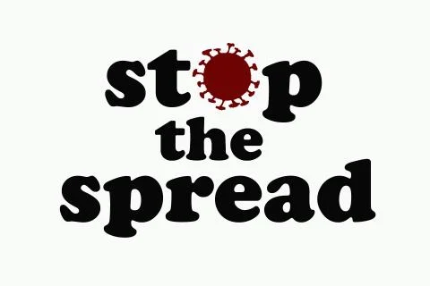 Text graphic reading "stop the spread", coronavirus pandemic Stock Illustration