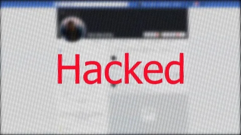 Text "Hacked" on the background Glitches and interference of the social network Stock Footage 116561368
