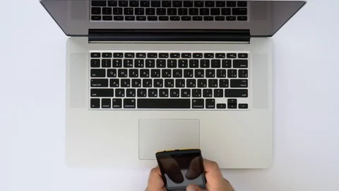 Text hands of a young man taking a screenshot Stock Footage 115728843