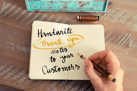 Text Handwrite Thank You Notes To Your Customers Stock Photos