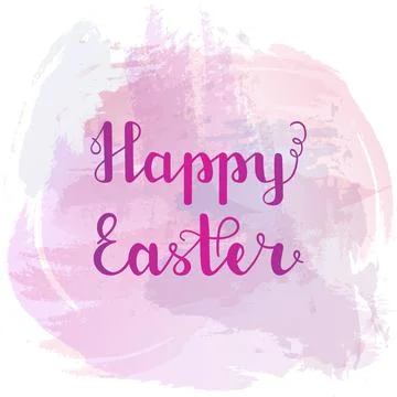 Text Happy Easter. Hand lettering. Vector illustration Stock Illustration