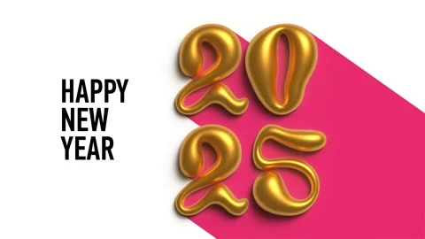 Text Happy New Year. Gold liquid numbers 2025 Stock Footage 297206952