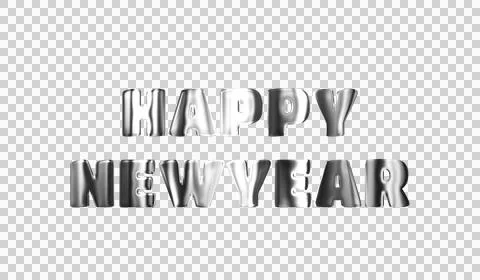 Text HAPPY NEWYEAR silver 3D digital technology Stock Illustration