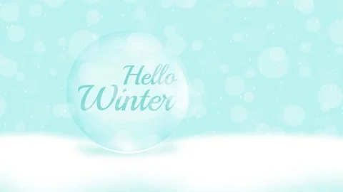 The text Hello Winter inside a glass ball under a snowing. Animated illustr.. Stock Footage 254657536