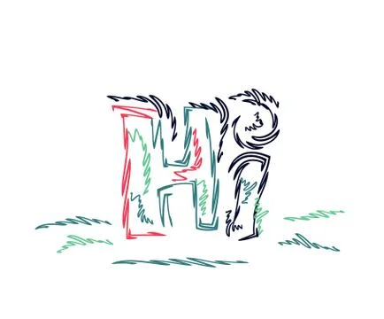 Text hi original style hand lettering Stock Illustration