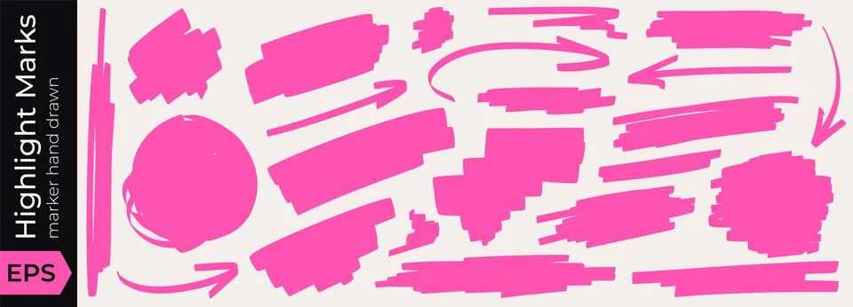 Text, highlight, and underline elements with a pen doodle inside a box, using a Stock Illustration