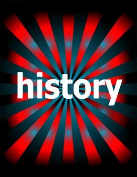 Text History. Time concept . Abstract background with red and blue rays . Cre Illustrazione stock