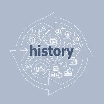 Text History. Time concept . Icon and button set Stock Illustration