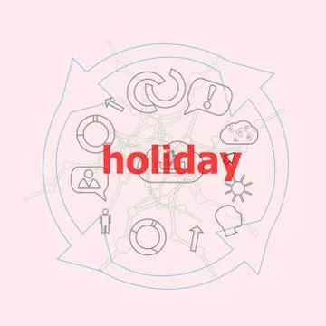 Text Holiday. Events concept . Flat outline linear Infographic Stock Illustration
